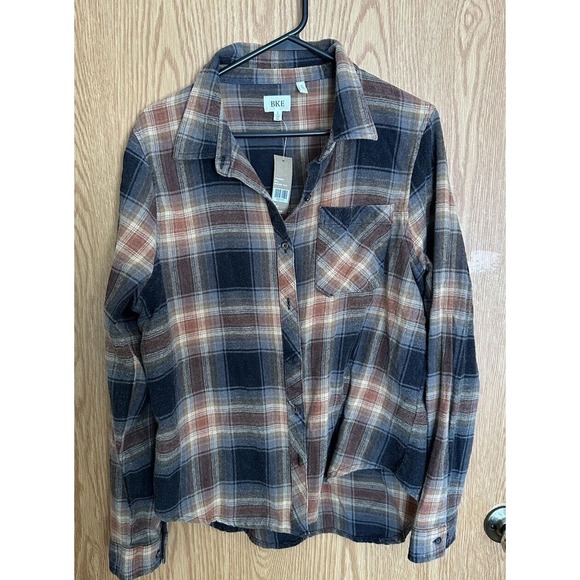 NWT Buckle Womens‎ Long Sleeve Button Up Eased Plaid Shirt Flannel Size Large - Picture 1 of 3